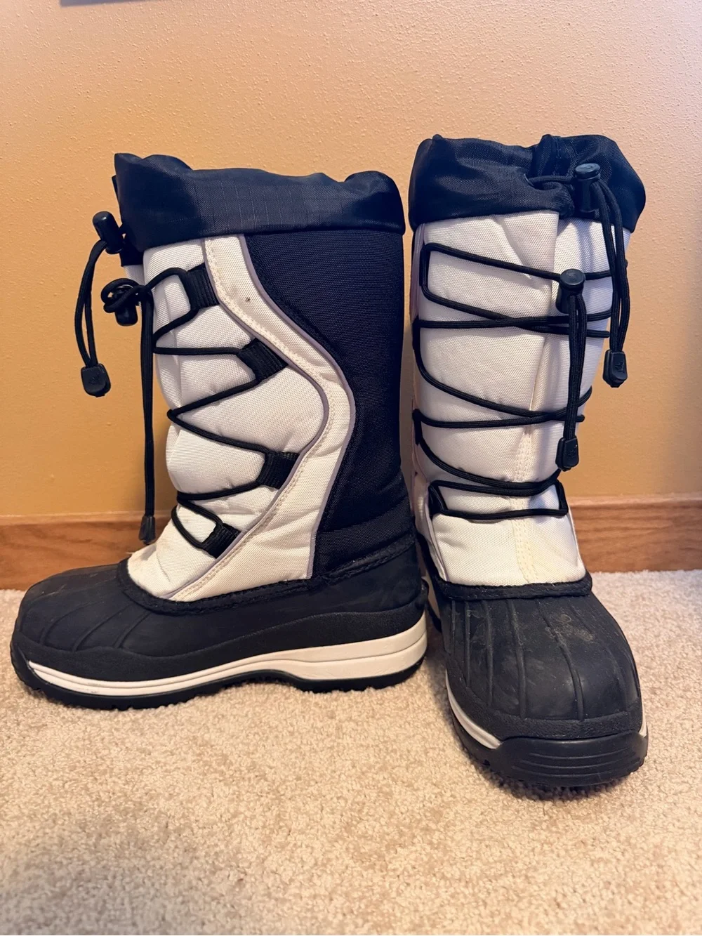 Kids White and Black Waterproof Winter Boots